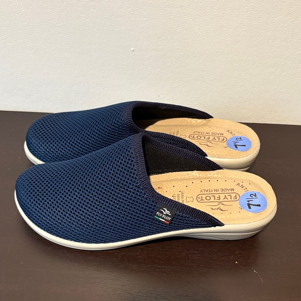 Fly Flot Made in Italy Anti Shock  Navy Slip-On half Shoes.